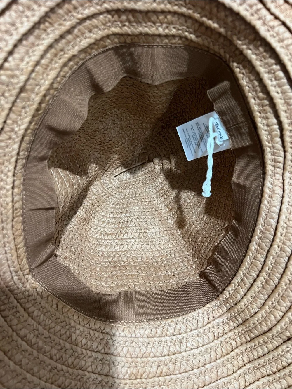 Madewell packable brown braided straw hat with a beige ribbon Size M/L